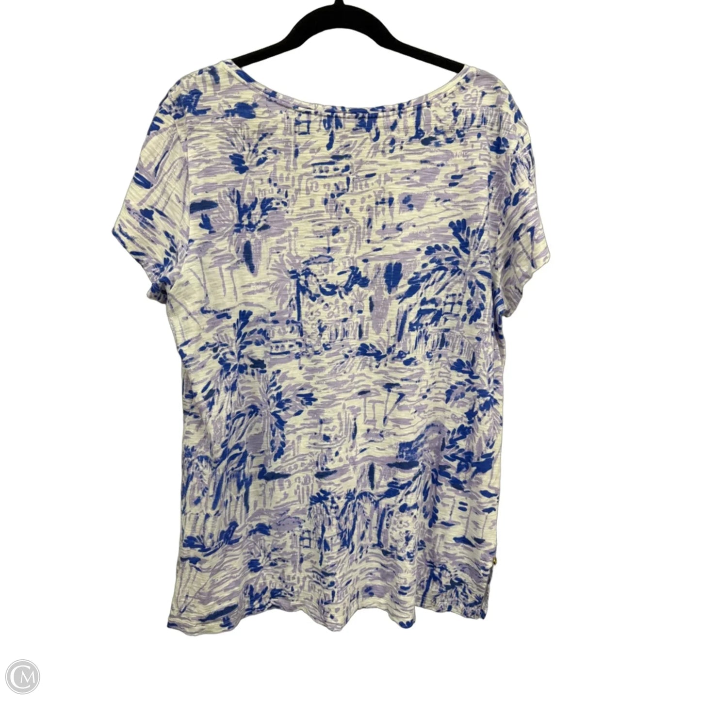 Top Short Sleeve Designer By Lilly Pulitzer In Blue & Purple, Size: Xl