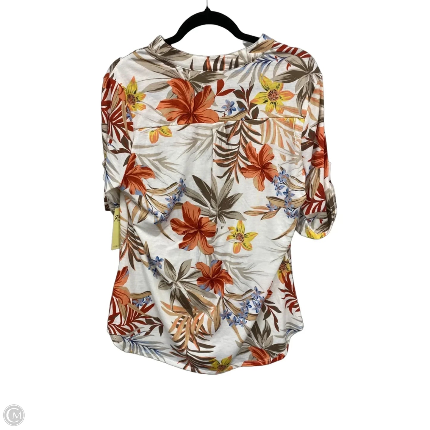 Top 3/4 Sleeve By Perseption Concept In Brown & Orange, Size: Xl