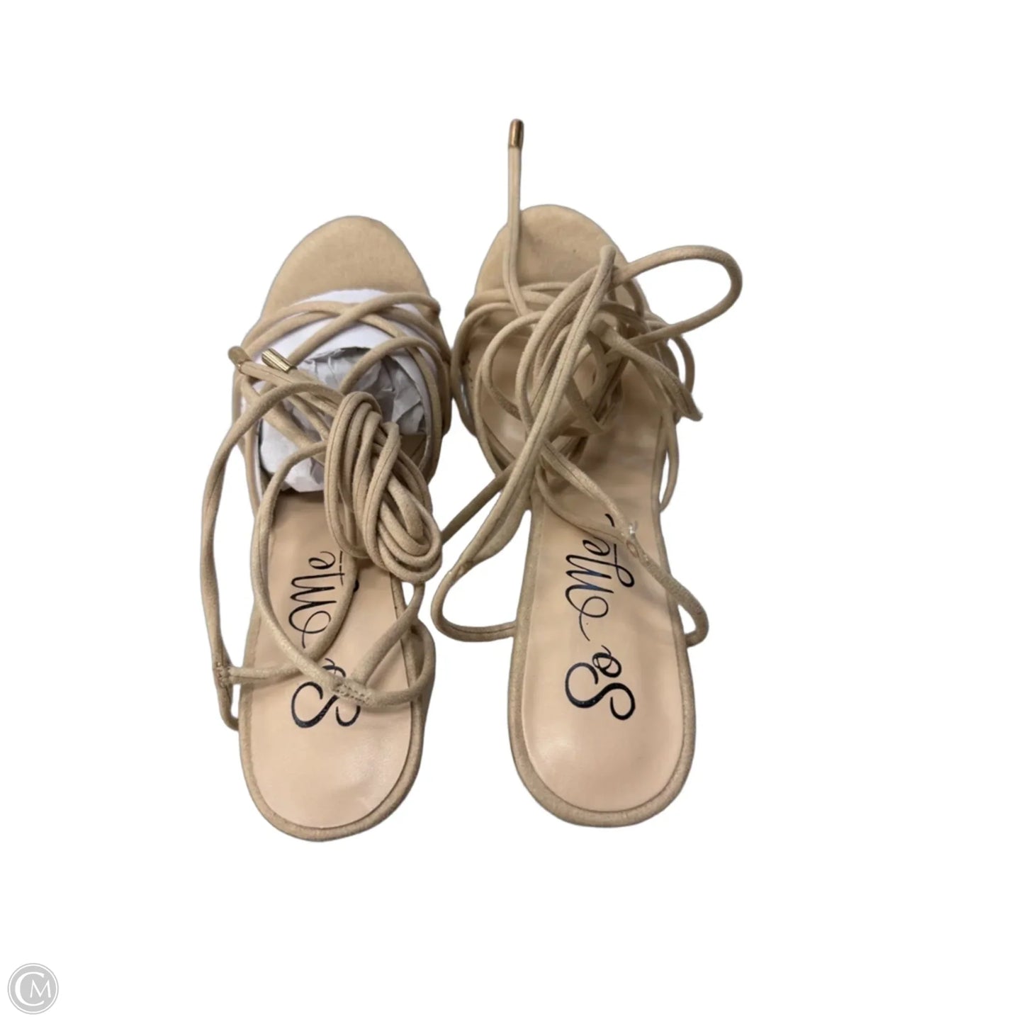 Sandals Heels Block By Clothes Mentor In Beige, Size: 8
