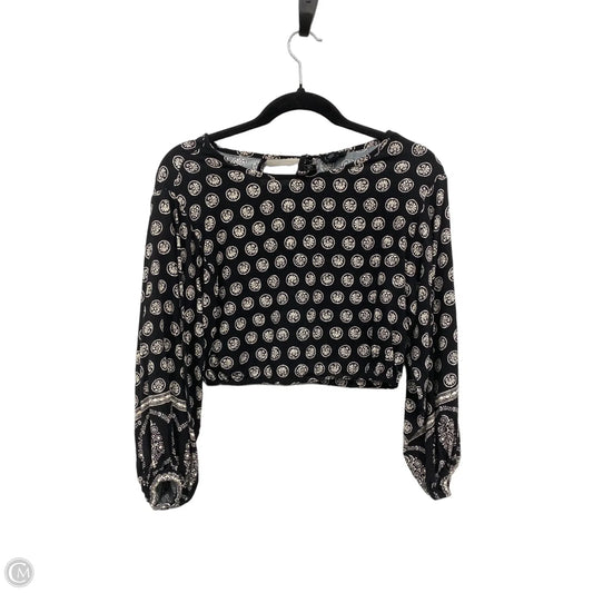Blouse Long Sleeve By Nicole By Nicole Miller In Black & White, Size: Xs