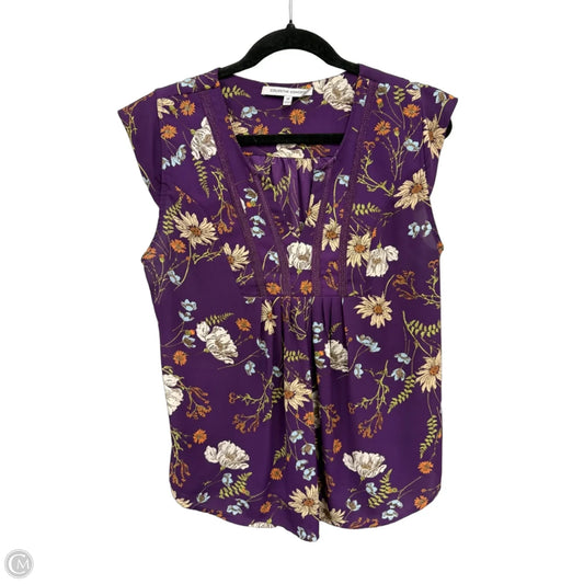 Blouse Short Sleeve By Collective Concepts In Purple & White, Size: M