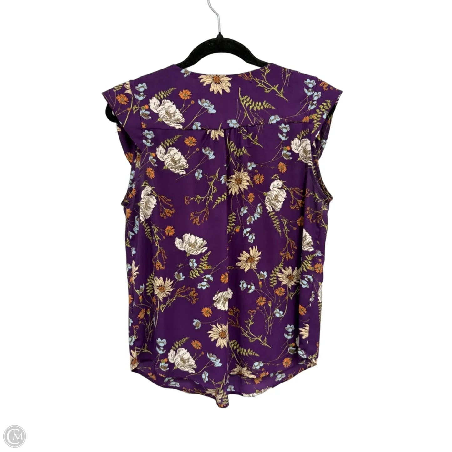 Blouse Short Sleeve By Collective Concepts In Purple & White, Size: M