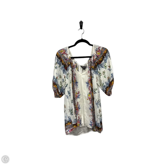 Blouse Short Sleeve By Clothes Mentor In Blue & White, Size: M