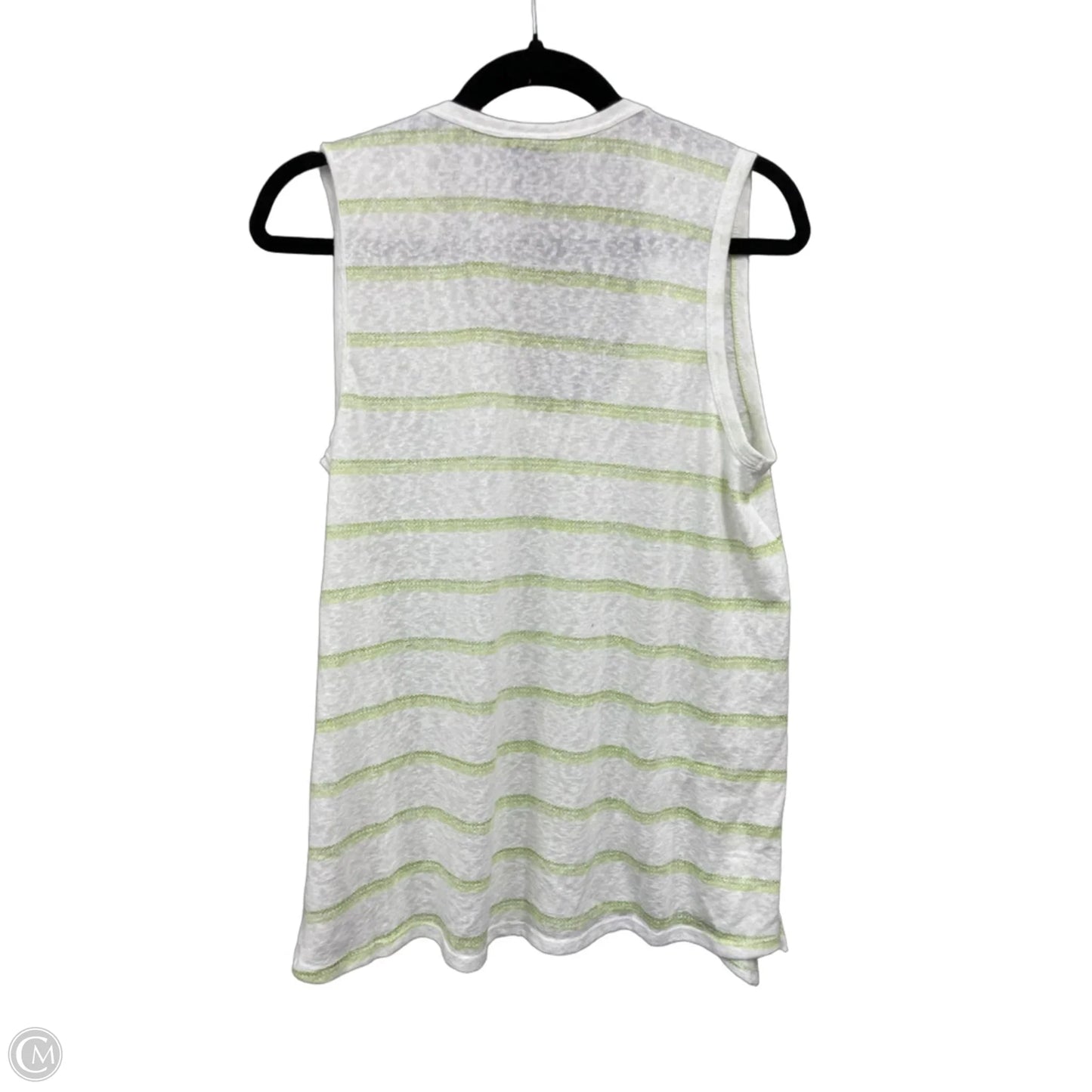 Top Sleeveless By Bobeau In Green & White, Size: L