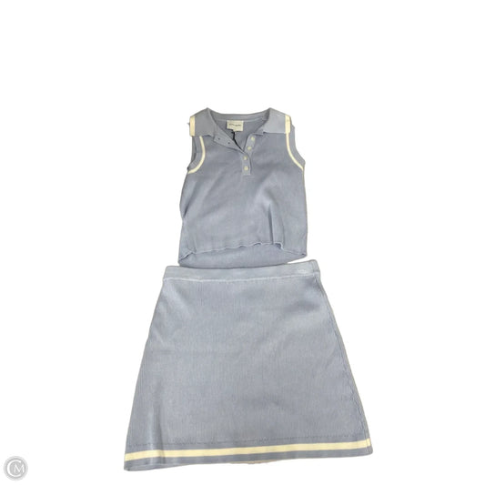 Skirt Set 2pc By Pink Rose In Blue & White, Size: L