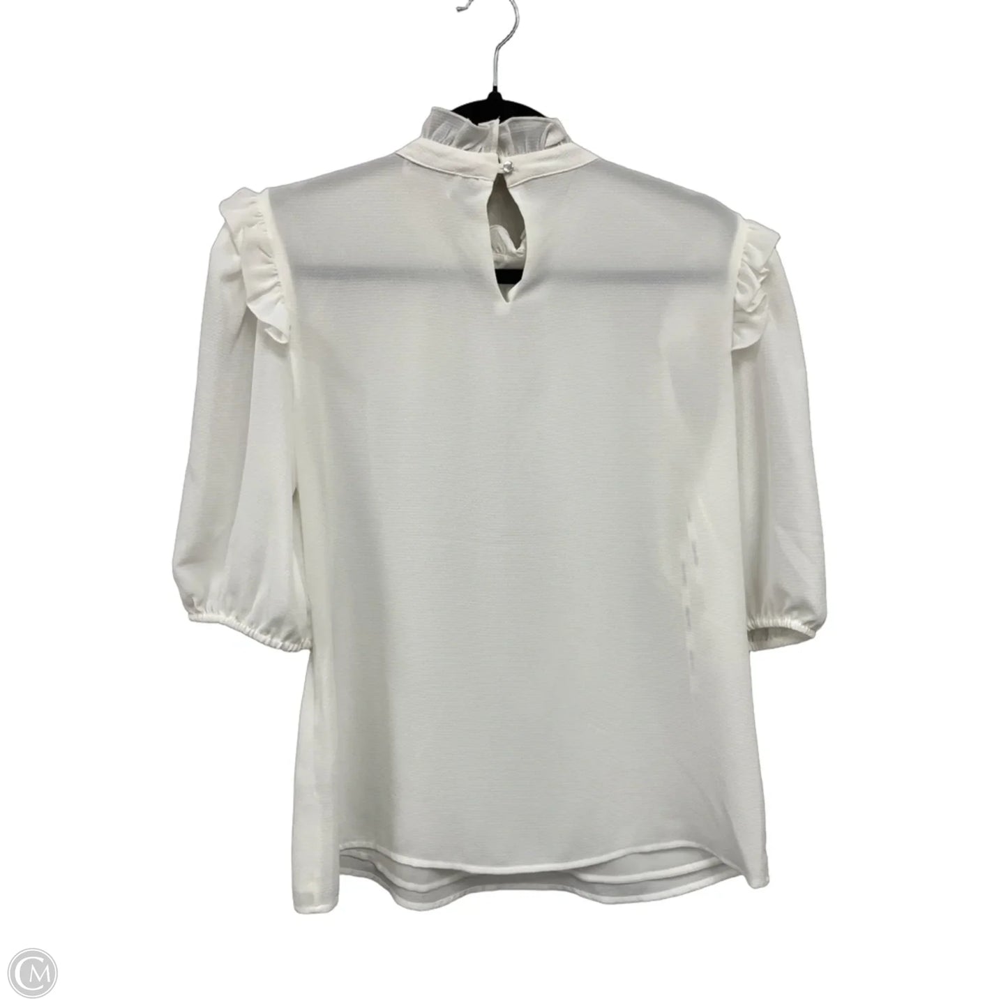 Blouse Short Sleeve By Calvin Klein In White, Size: M