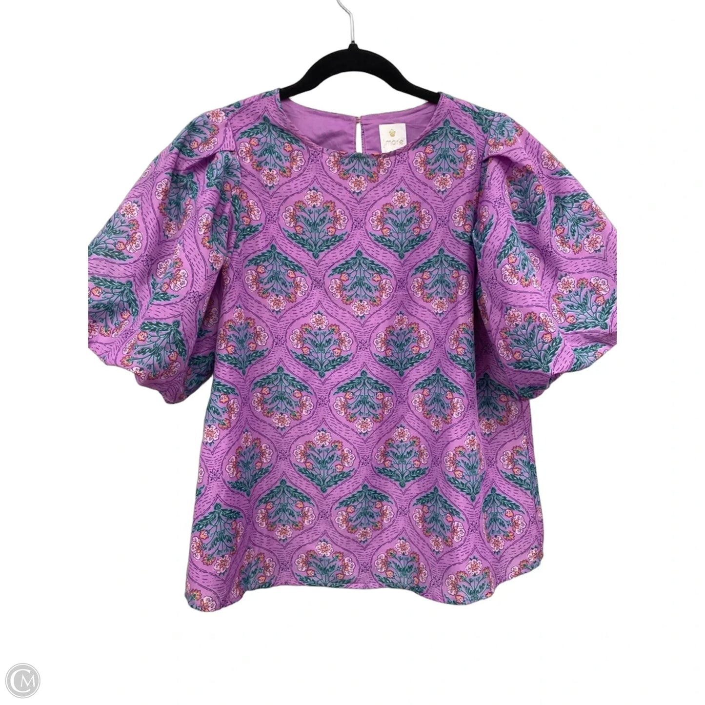 Blouse Short Sleeve By J.marie In Green & Purple, Size: Xs