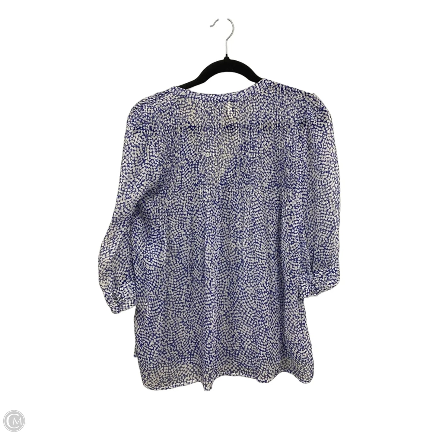 Blouse 3/4 Sleeve By Joie In Blue & White, Size: Xs