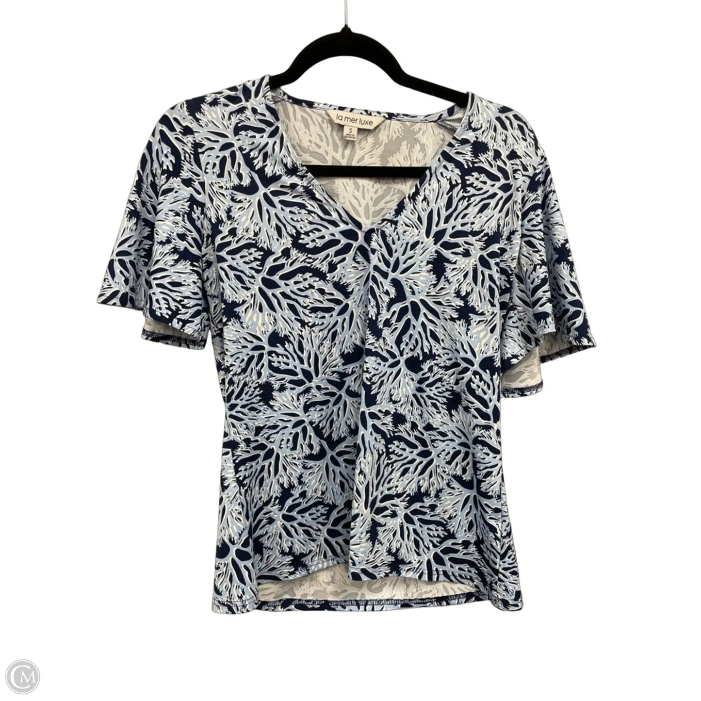 Top Short Sleeve By Clothes Mentor In Blue & White, Size: S