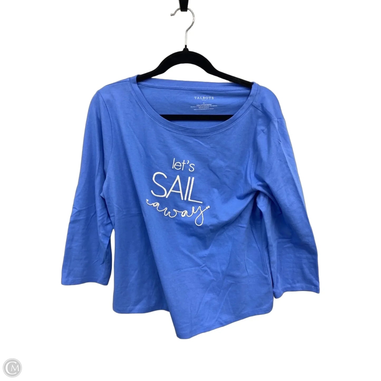 Top Long Sleeve Basic By Talbots In Blue & White, Size: L
