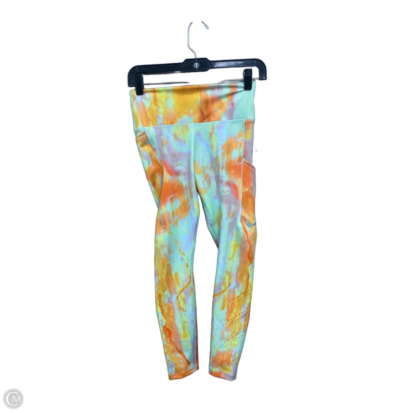 Athletic Leggings By Nike Apparel In Green & Orange, Size: S