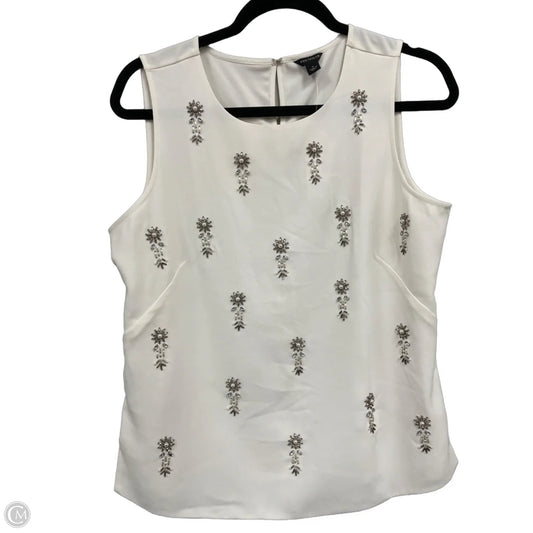 Blouse Sleeveless By Ann Taylor In Cream & Silver, Size: M