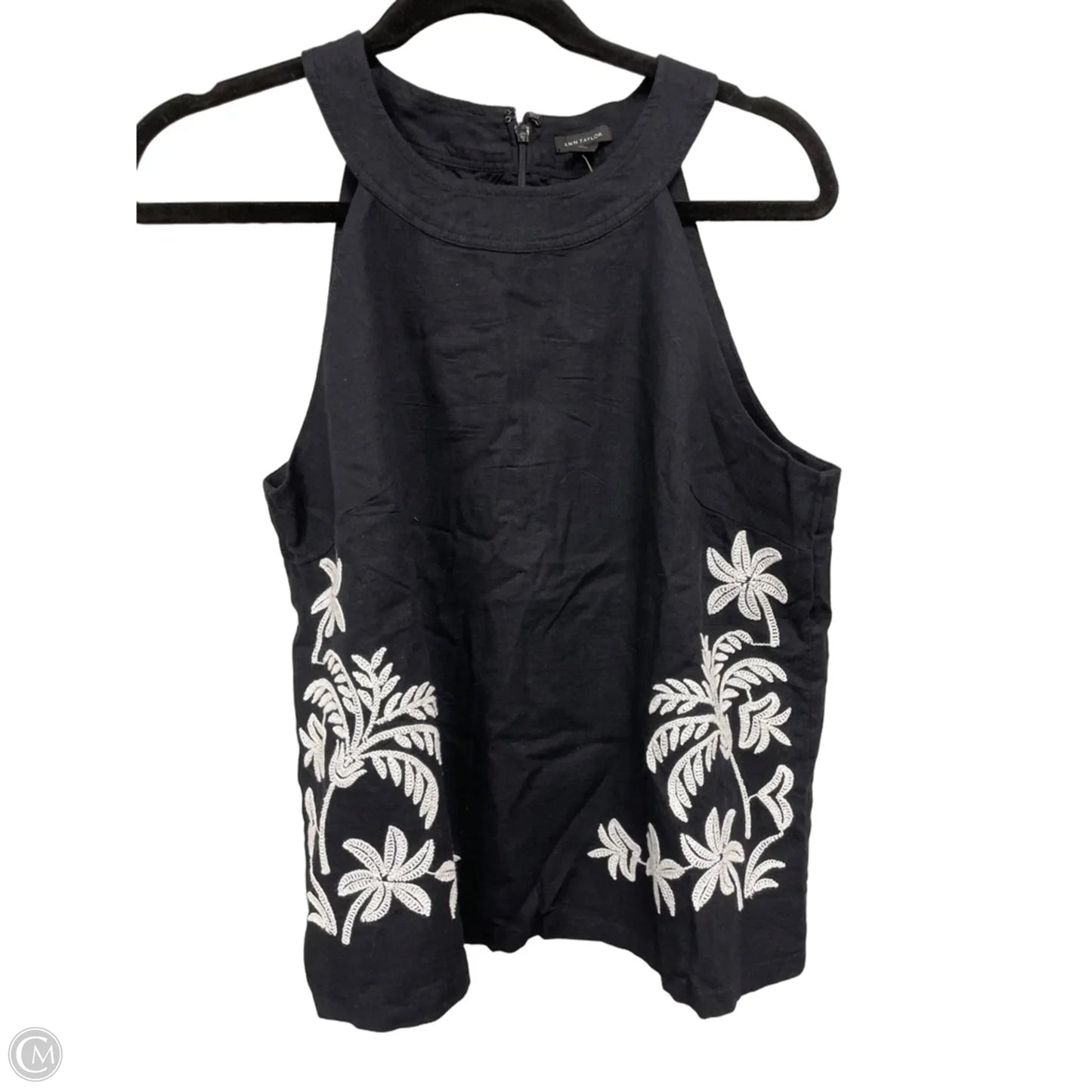 Blouse Sleeveless By Ann Taylor In Black & White, Size: S