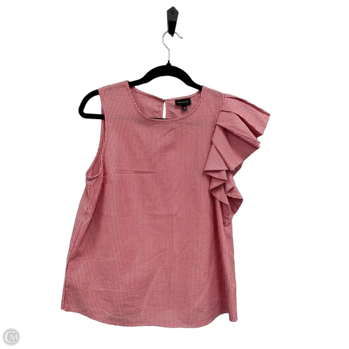 Top Short Sleeve By Who What Wear In Red & White, Size: M