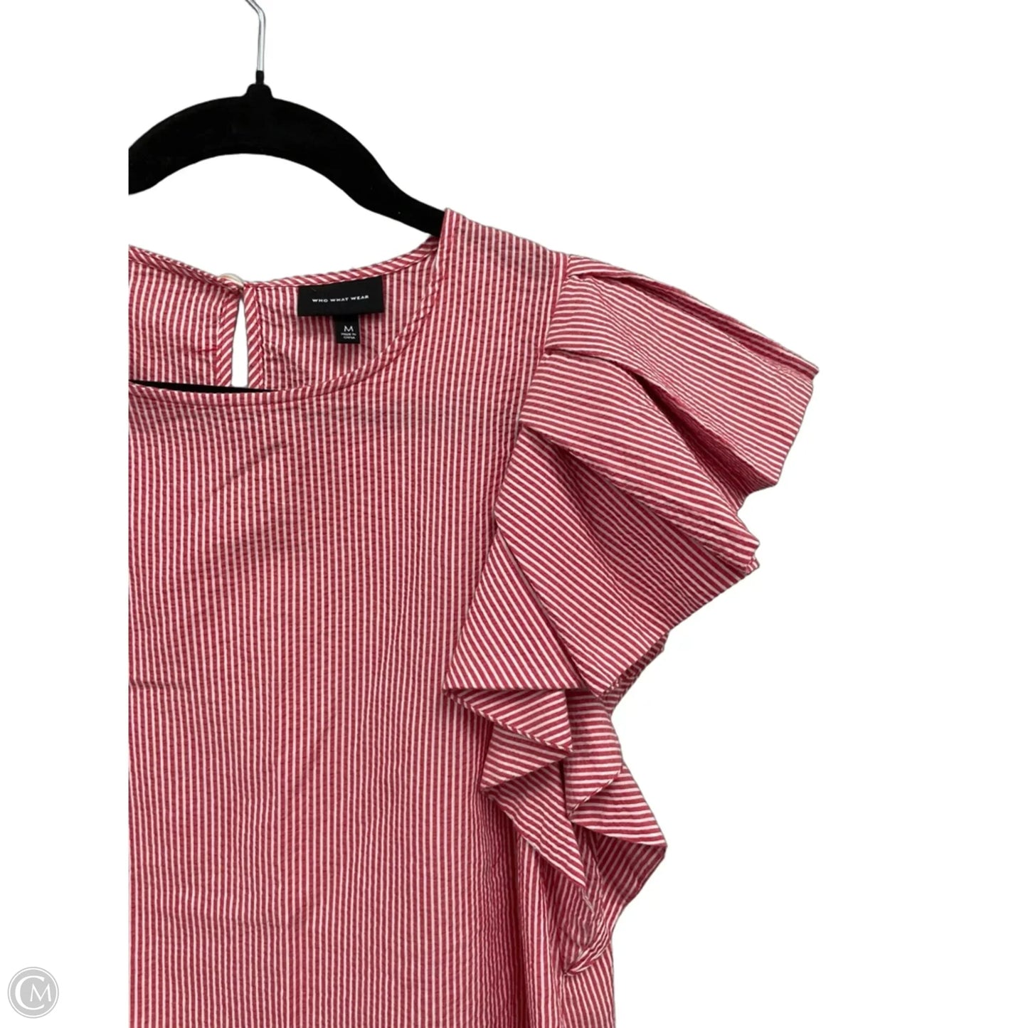 Top Short Sleeve By Who What Wear In Red & White, Size: M