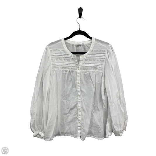 Blouse Long Sleeve By Gap In White, Size: Xl