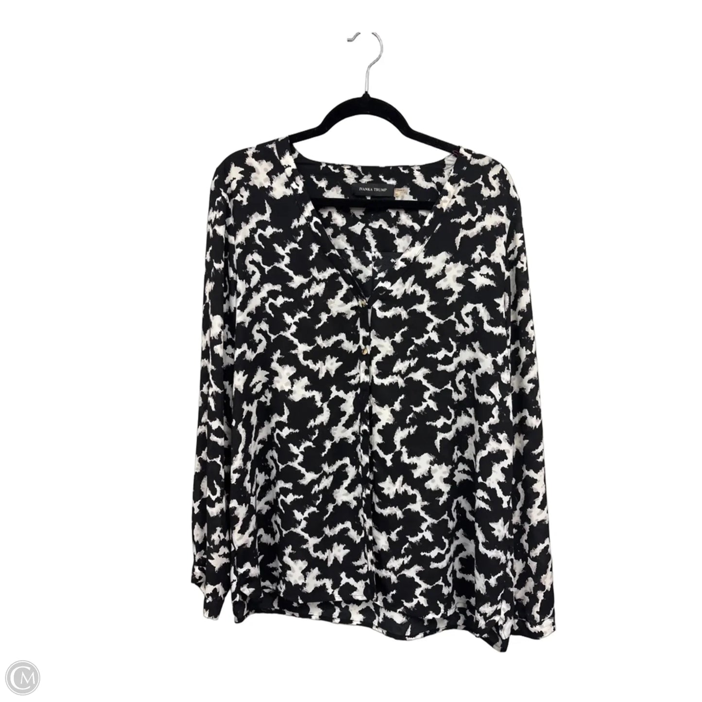 Blouse Long Sleeve By Ivanka Trump In Black & White, Size: Xl