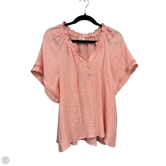 Blouse Short Sleeve By Wonderly In Peach, Size: Xl