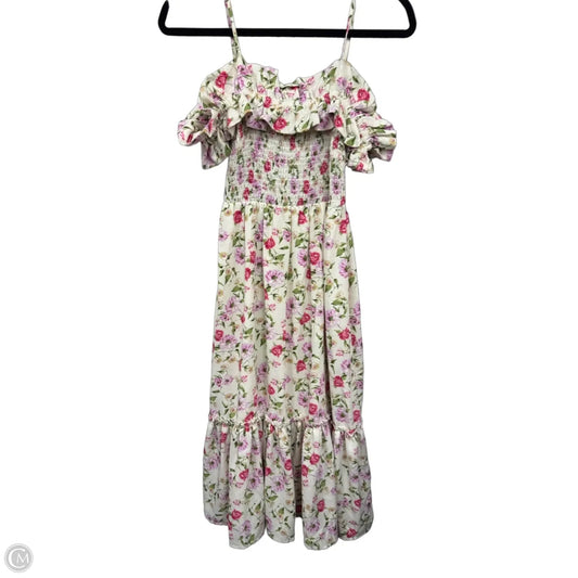 Dress Casual Midi By Clothes Mentor In Green & Pink, Size: Xs