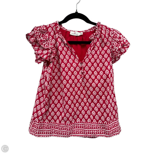 Blouse Short Sleeve By Vineyard Vines In Red & White, Size: Xxs