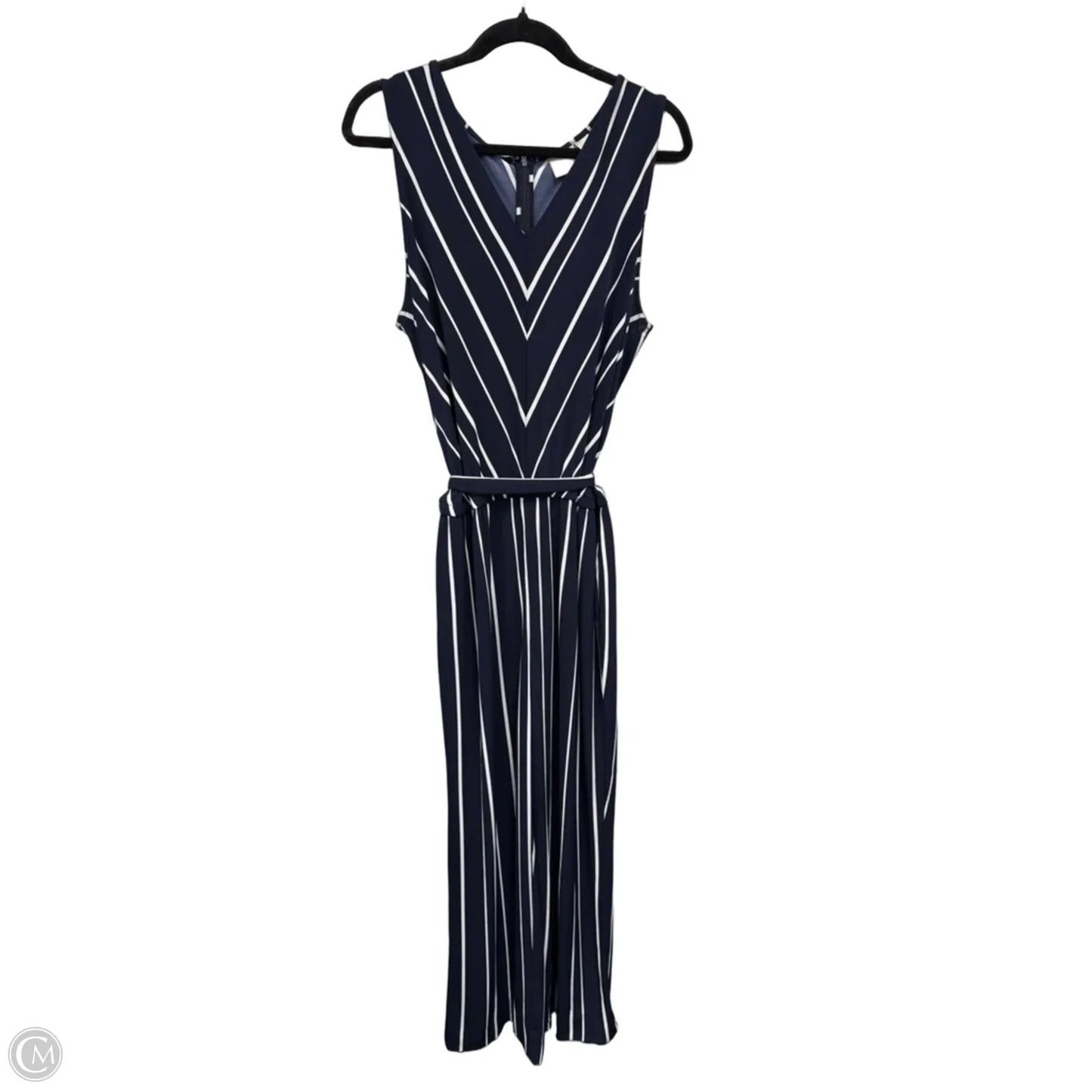 Jumpsuit By Chicos In Blue & White, Size: L