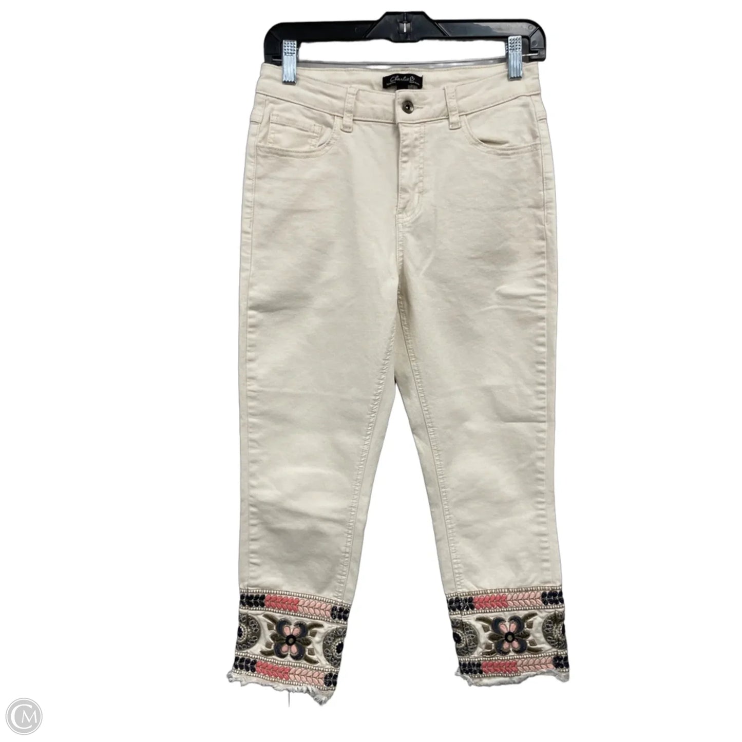 Jeans Cropped By Charlie B In Cream & Pink, Size: 6