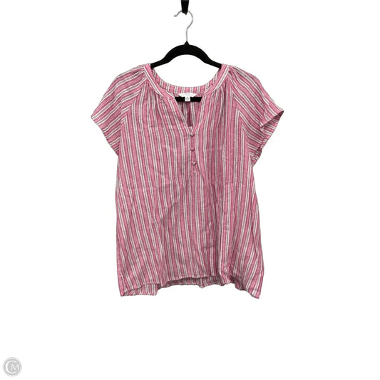 Blouse Short Sleeve By Time And Tru In Pink & White, Size: Xl