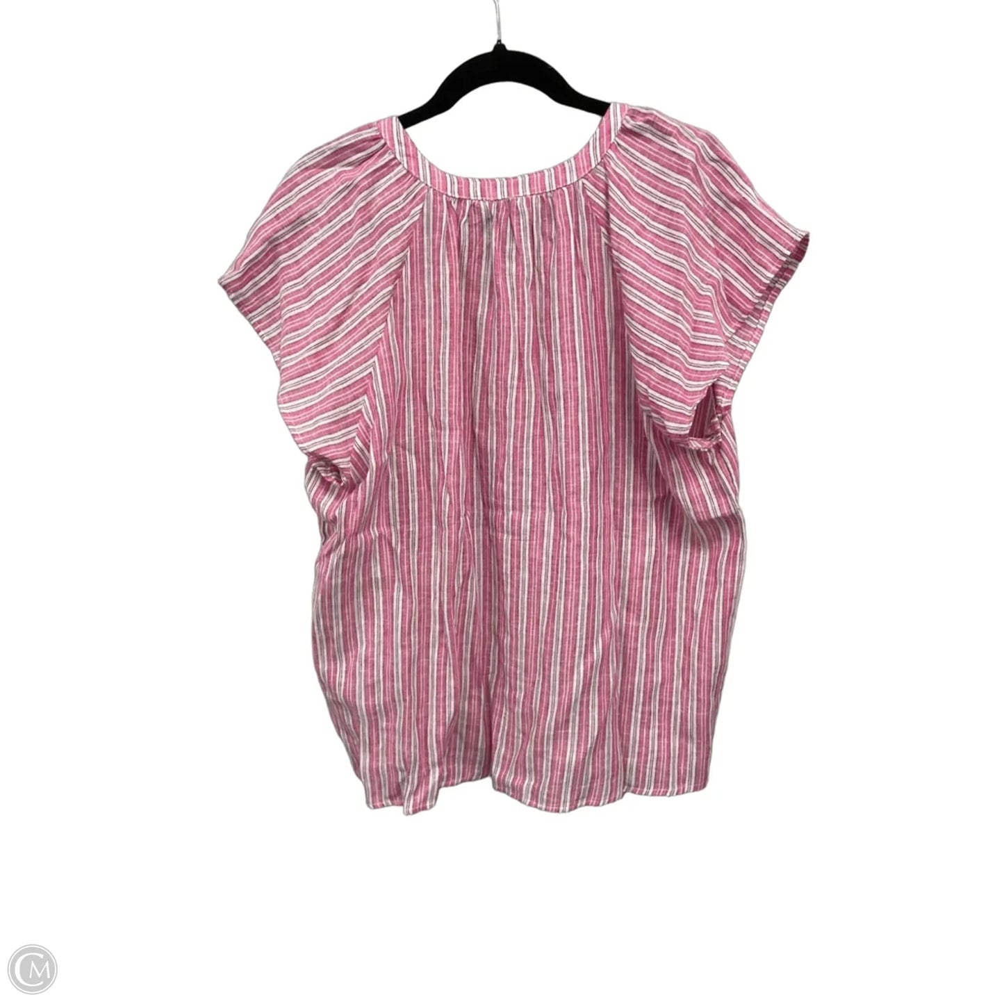 Blouse Short Sleeve By Time And Tru In Pink & White, Size: Xl