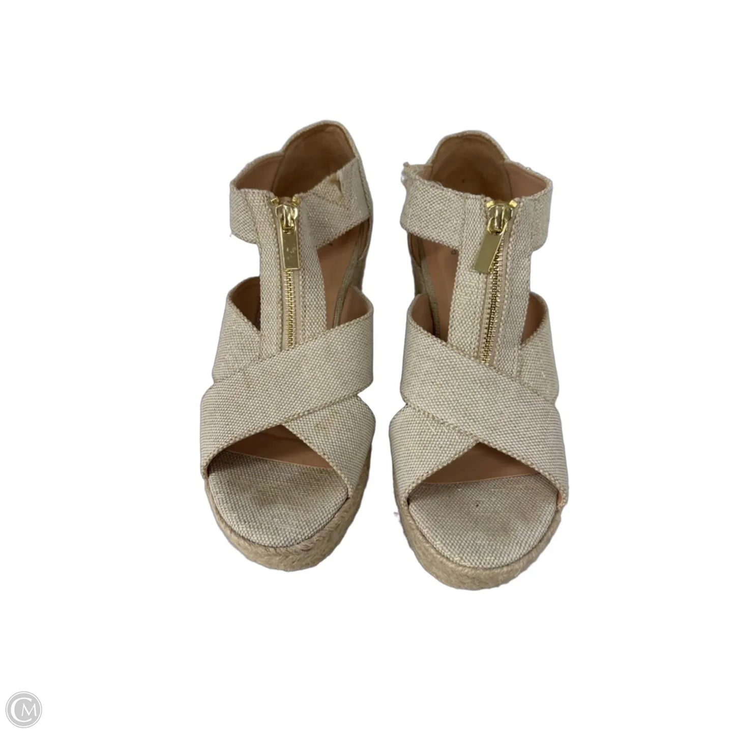 Sandals Heels Wedge By A New Day In Gold & Tan, Size: 8.5