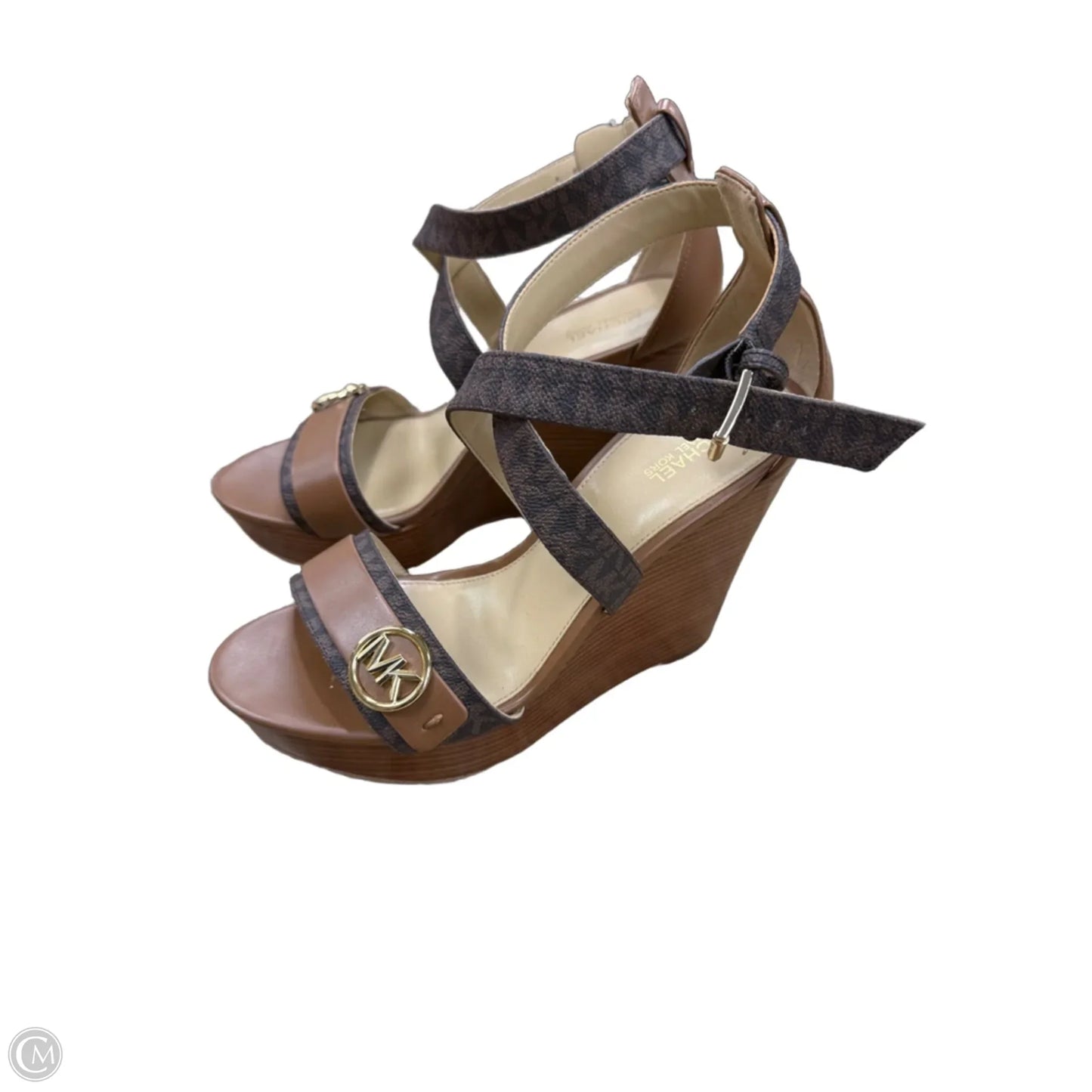Sandals Heels Wedge By Michael By Michael Kors In Brown, Size: 8
