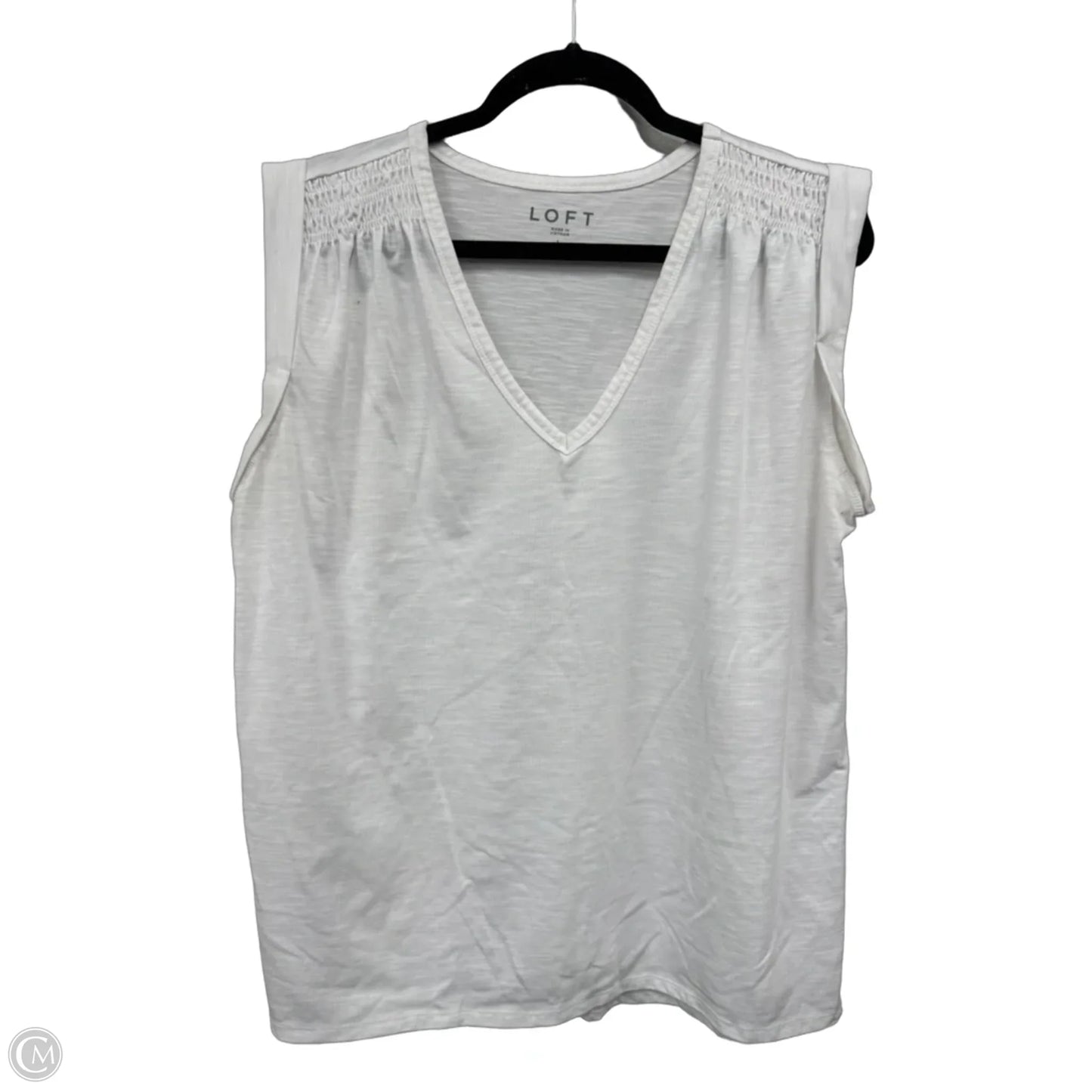 Top Short Sleeve By Loft In White, Size: L