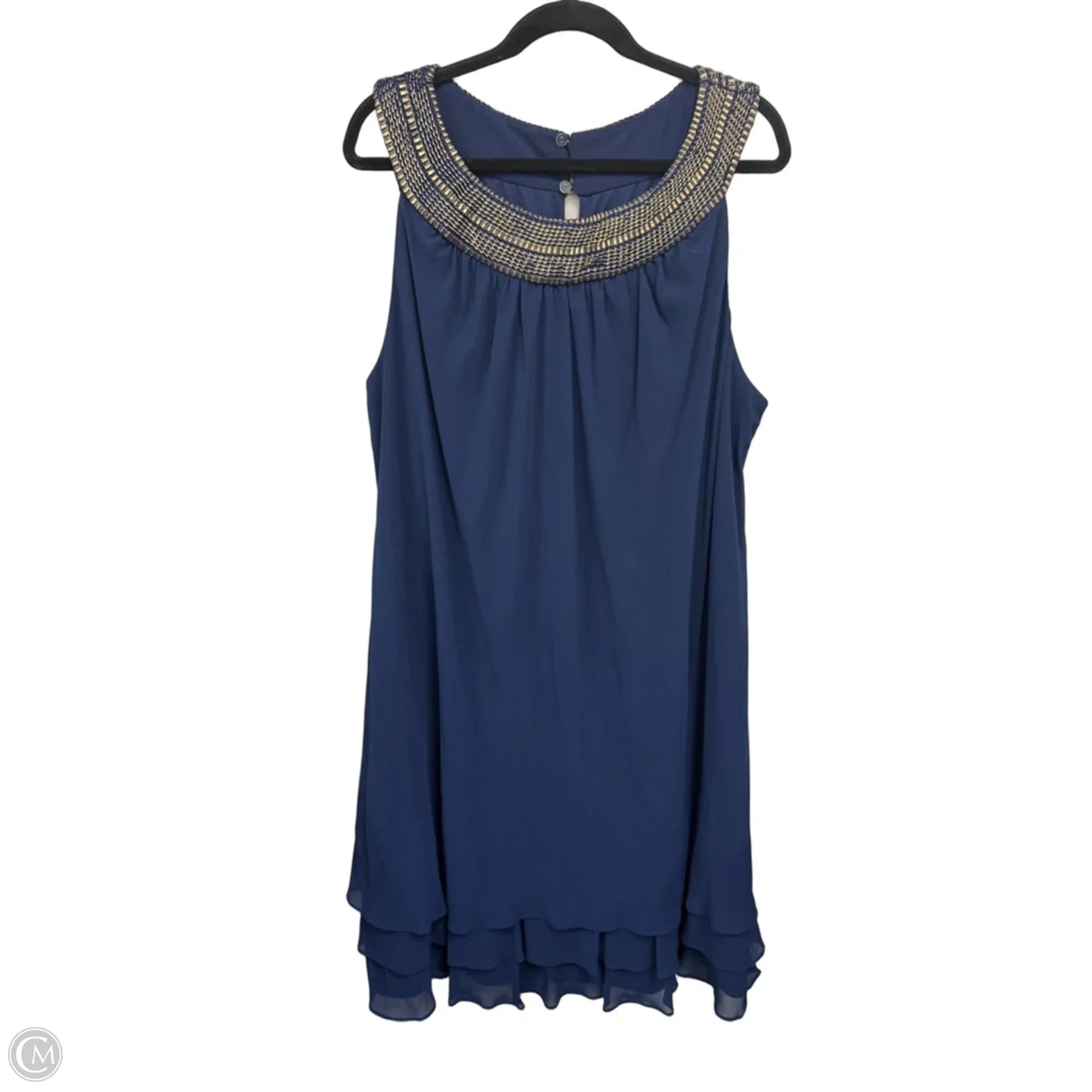 Dress Casual Short By Sl Fashions In Blue & Gold, Size: 22