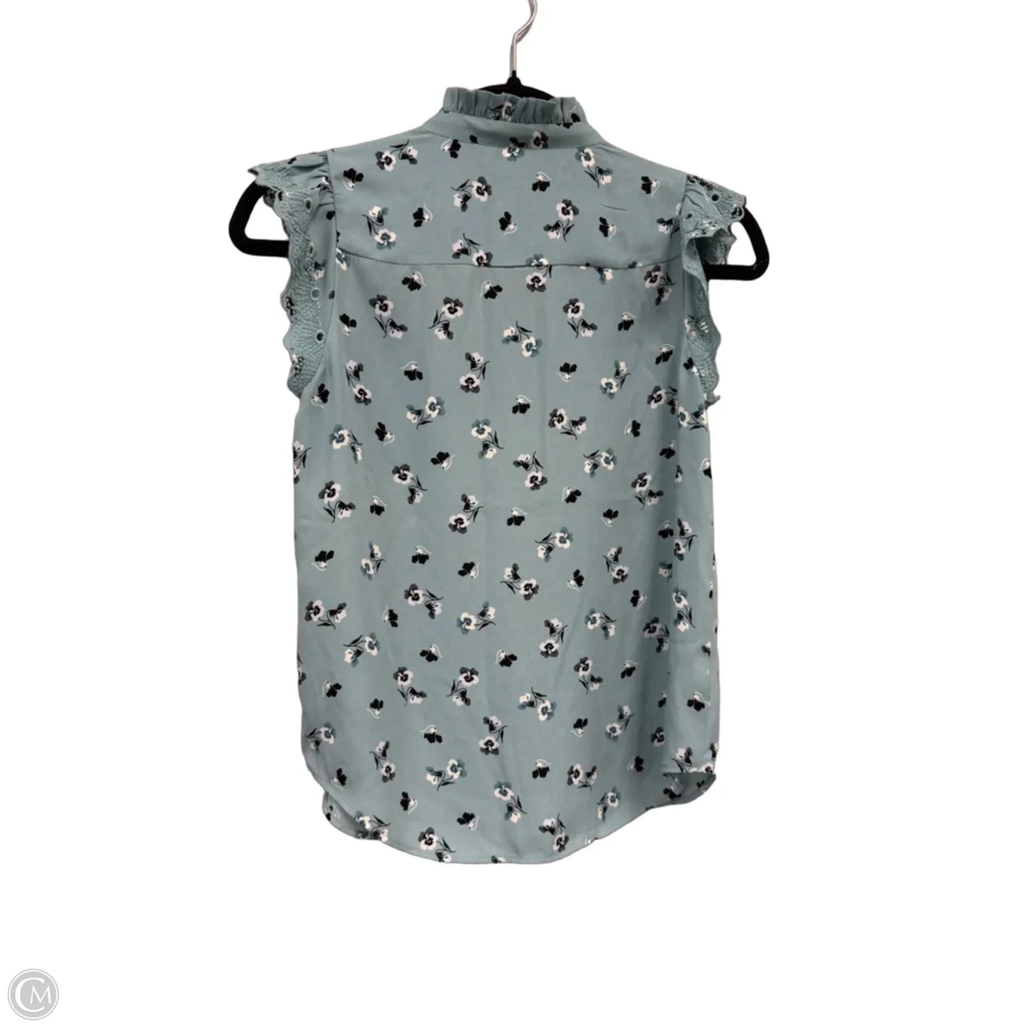 Blouse Short Sleeve By Ann Taylor In Blue & White, Size: Xxsp