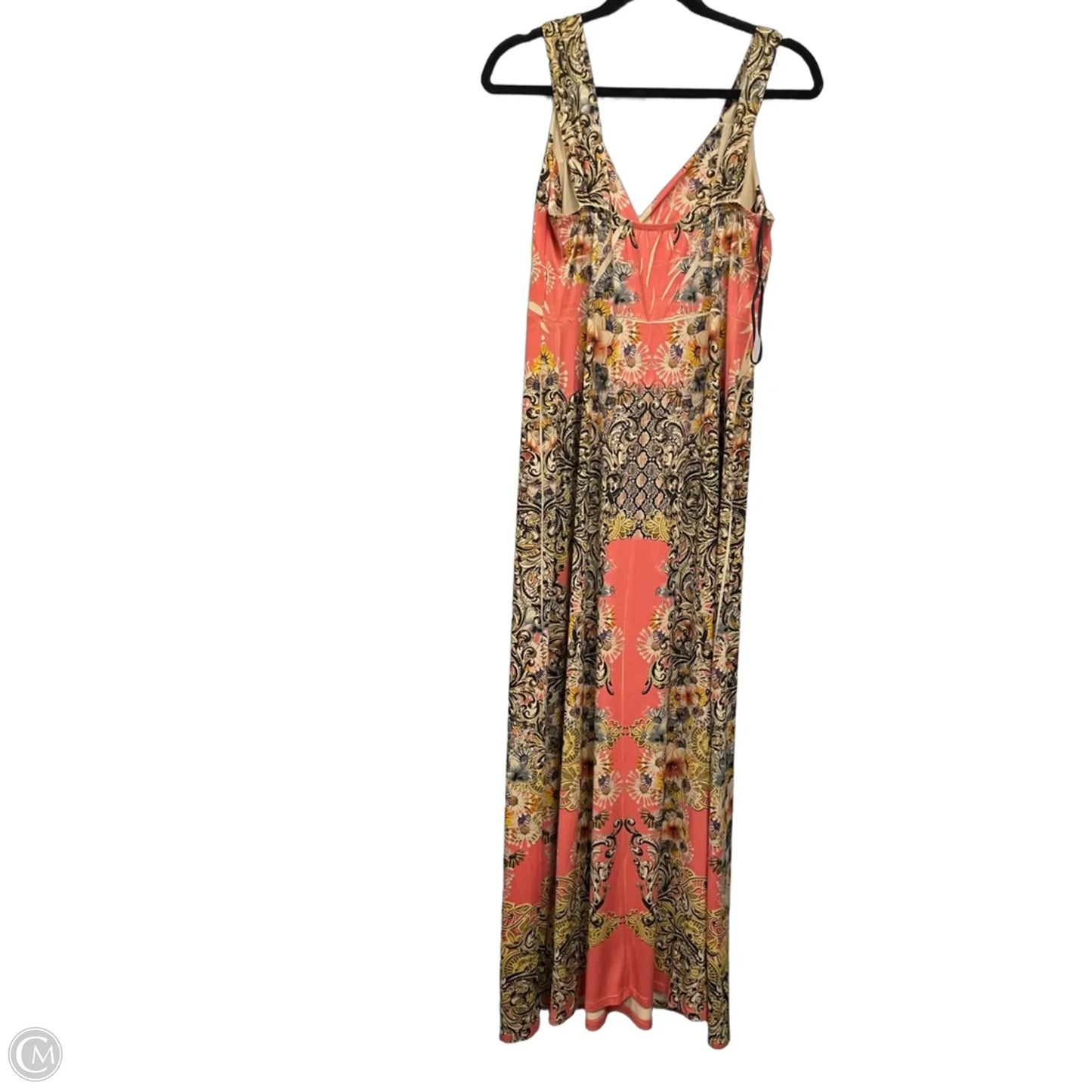 Dress Casual Maxi By Cme In Cream & Orange, Size: L