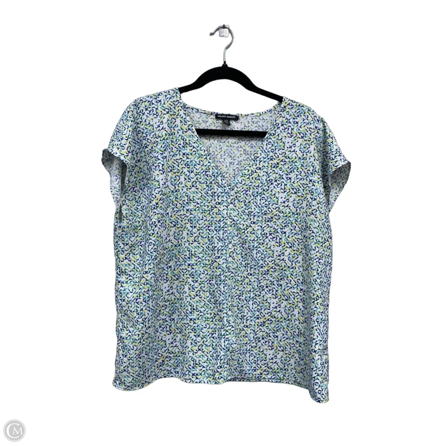 Blouse Short Sleeve By Hilary Radley In Green & Yellow, Size: L