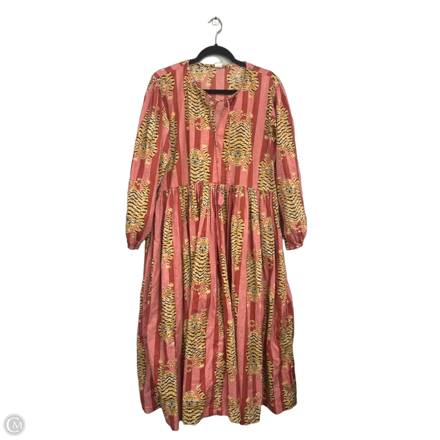 Dress Casual Midi By Clothes Mentor In Red & Tan, Size: L