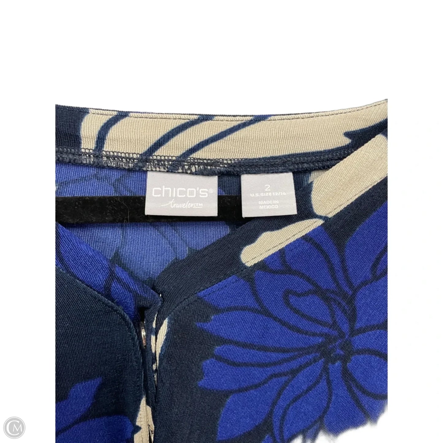 Cardigan By Chicos In Black & Blue, Size: L
