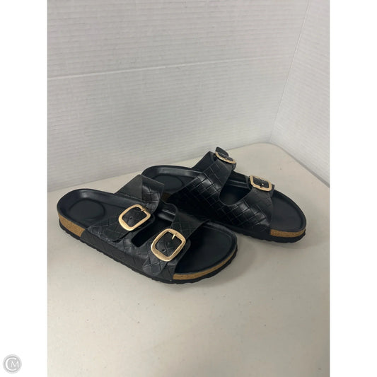 Sandals Flats By Joie In Black & Gold, Size: 9