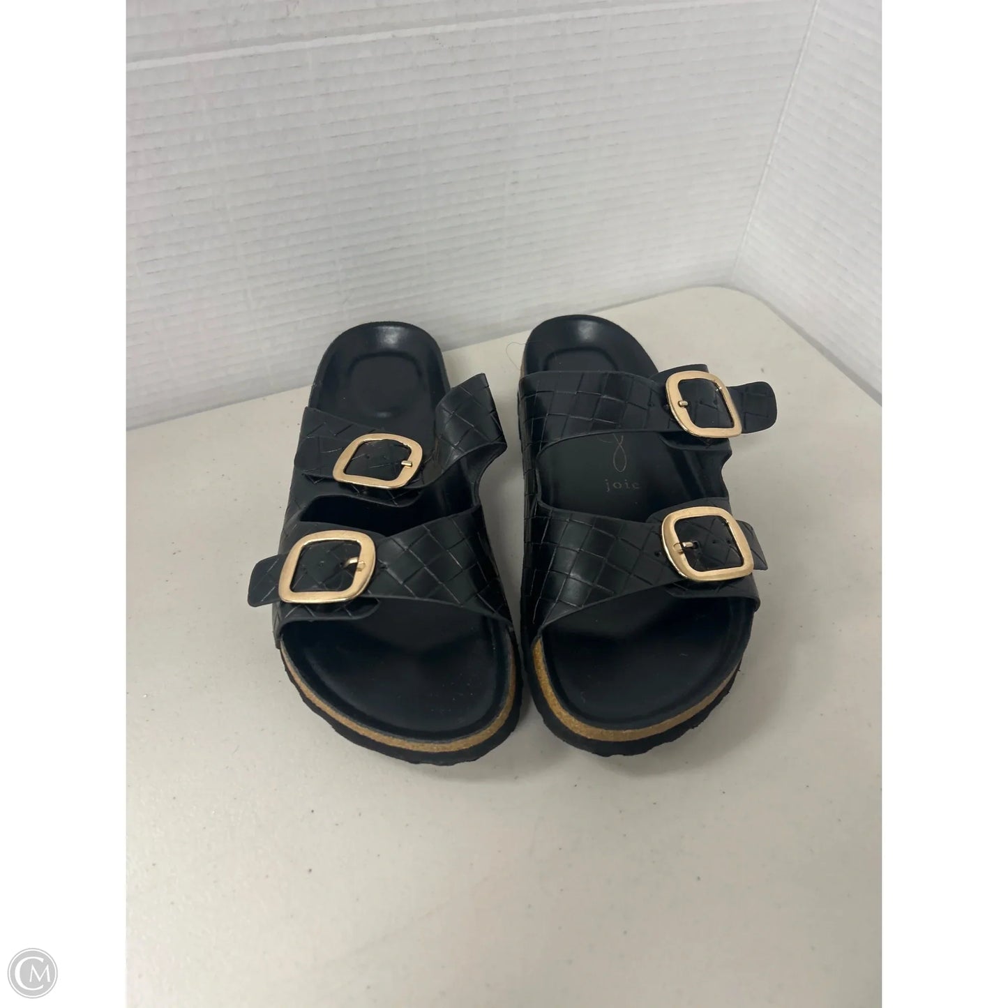 Sandals Flats By Joie In Black & Gold, Size: 9