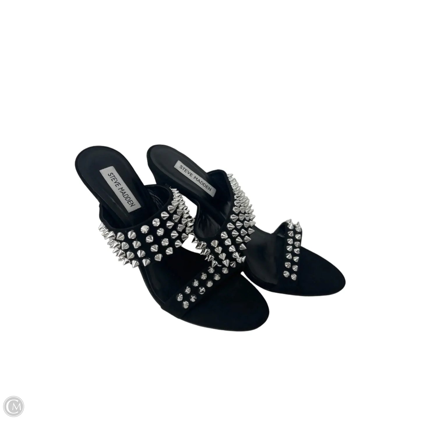 Shoes Heels Stiletto By Steve Madden In Black & Silver, Size: 9.5