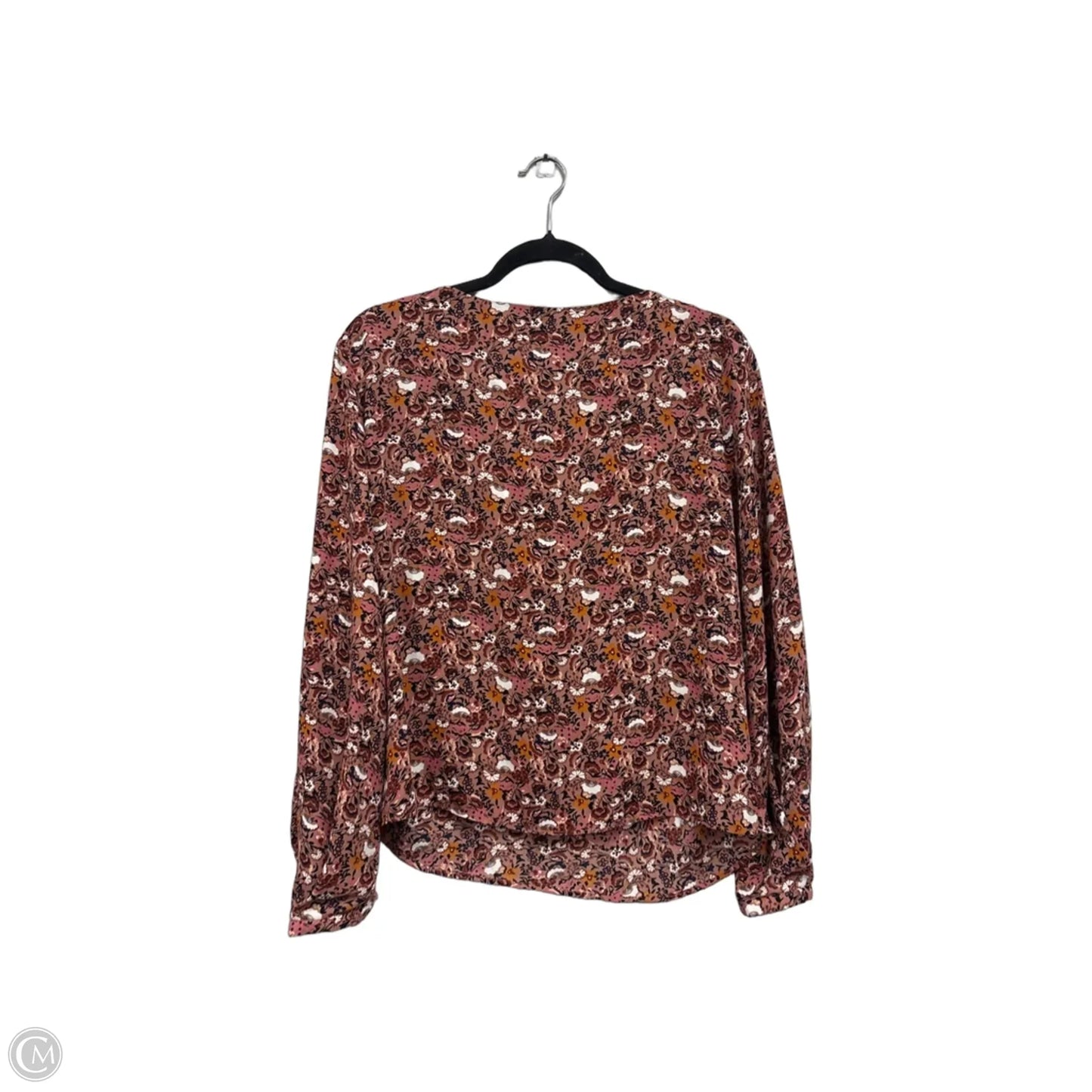 Blouse Long Sleeve By Ann Taylor In Brown & Pink, Size: M