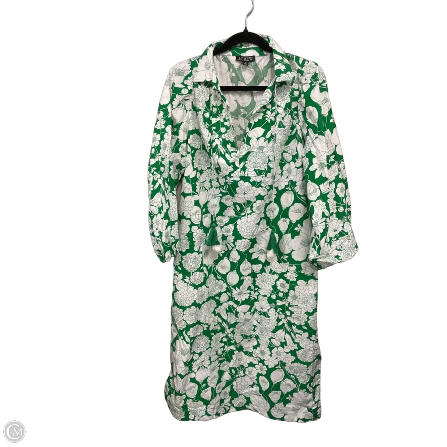 Dress Casual Midi By J. Crew In Green & White, Size: M