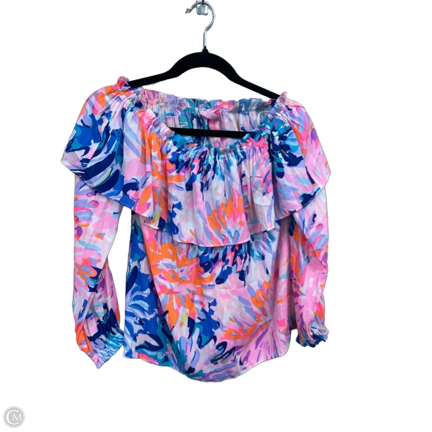 Blouse Designer By Lilly Pulitzer In Blue & Pink, Size: Xs