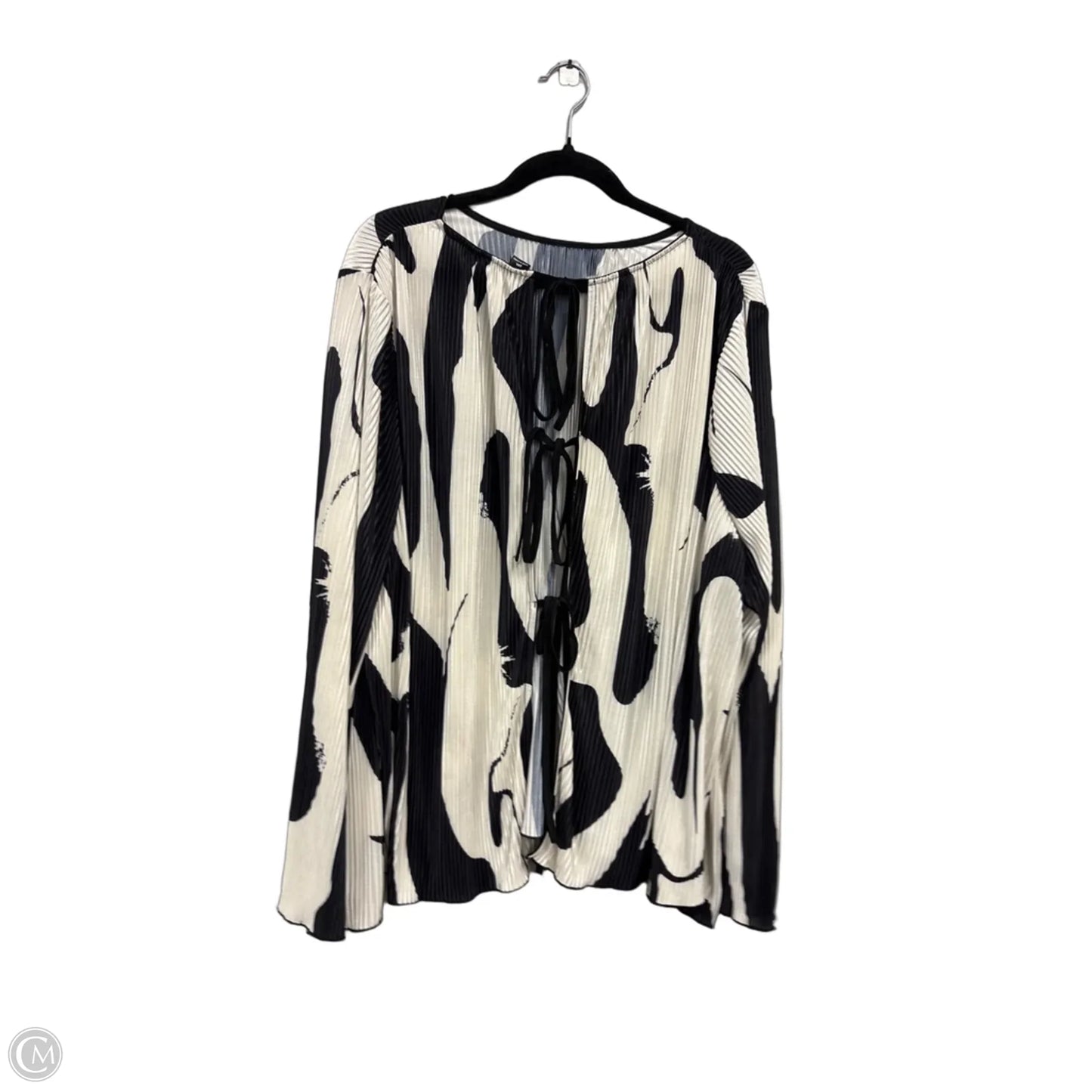 Blouse Long Sleeve By Shein In Black & White, Size: 2x