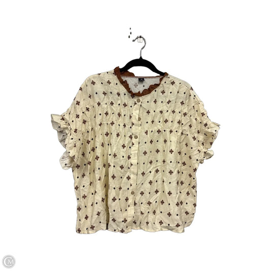 Blouse Short Sleeve By Shein In Brown & Cream, Size: 1