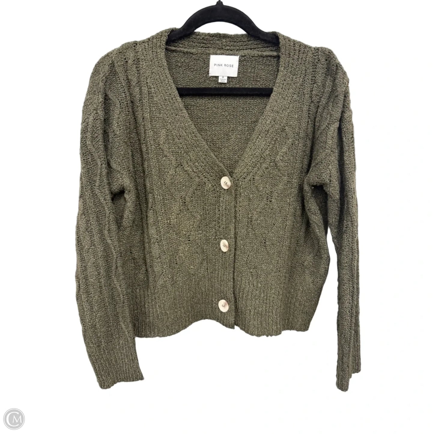 Sweater Cardigan By Pink Rose In Green, Size: M