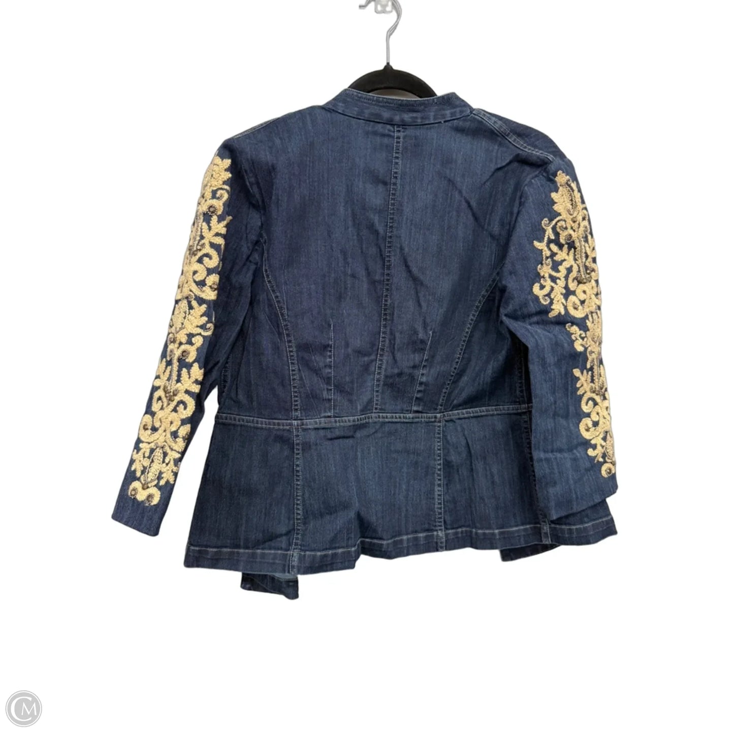 Jacket Denim By Chicos In Blue & Cream, Size: S