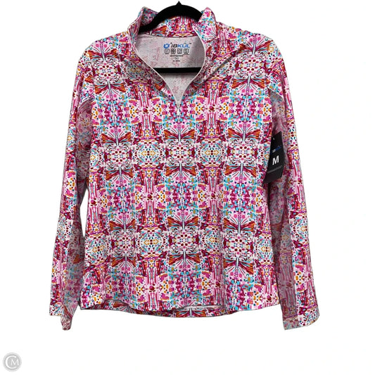 Athletic Top Long Sleeve Collar By Ibkul In Blue & Pink, Size: M