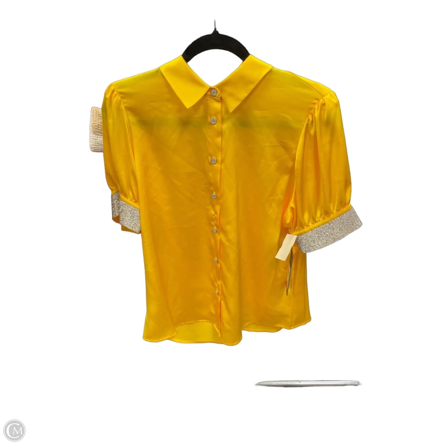Blouse Designer By Karl Lagerfeld In Yellow, Size: M
