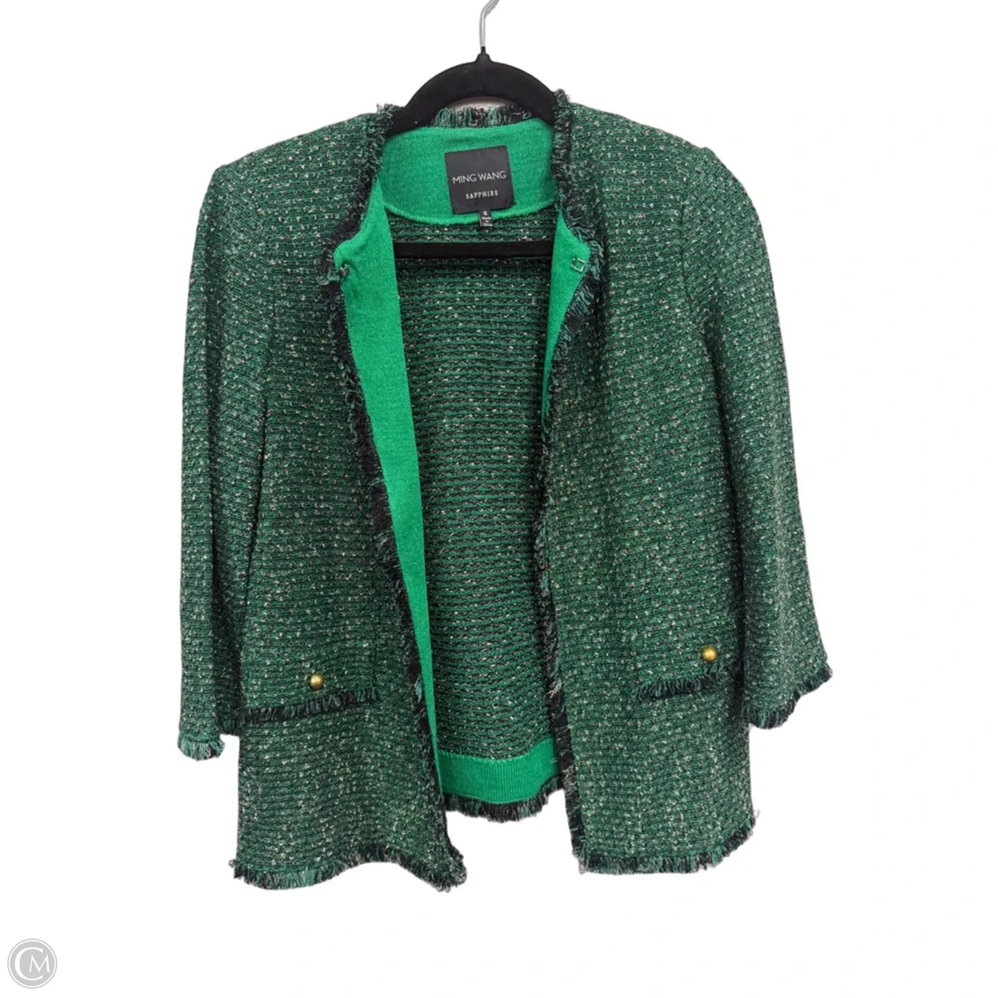 Blazer By Ming Wang In Black & Green, Size: S